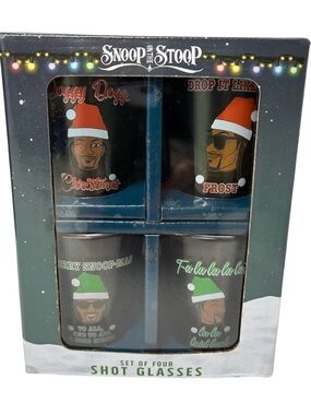 Snoop Dogg Snoop on the Stoop Set Of Four Christmas Shot Glasses 1.8 FL OZ